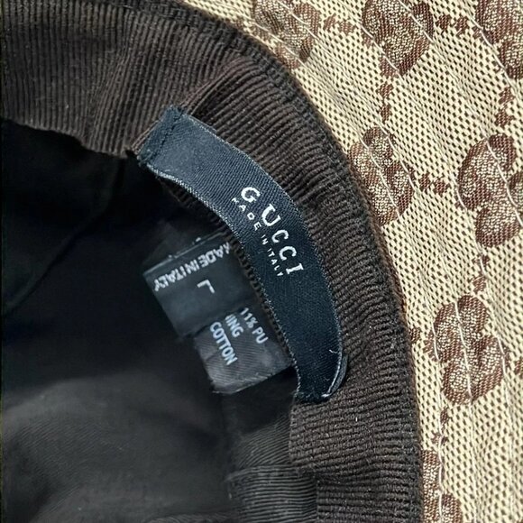GUCCI Beige Dark Brown Multi Polyester Cotton Polyurethane Polyamide Hat - Picture 5 of 7